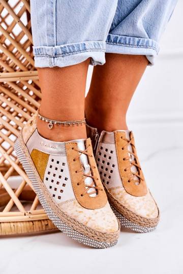Sapatos de couro ecológico amarelo 2