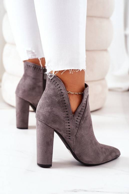 Botas aquecidas com salto cinza Sally