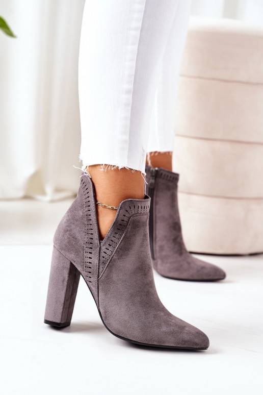 Botas aquecidas com salto cinza Sally