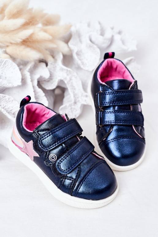 Calçado infantil estilo esportivo com arco-íris na cor azul escuro