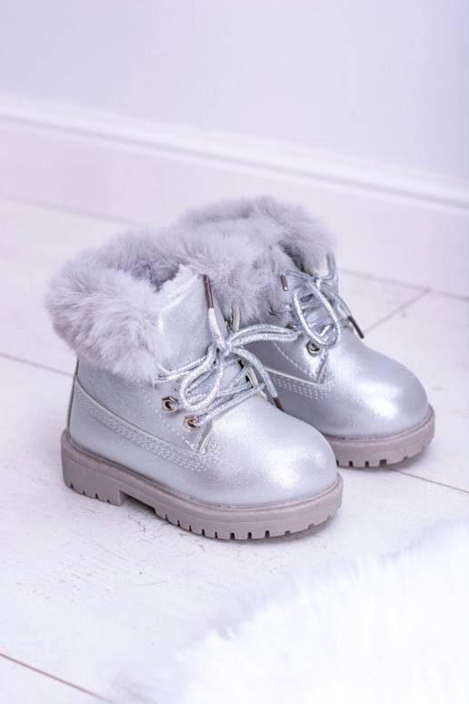 Botas infantis aquecidas prateadas