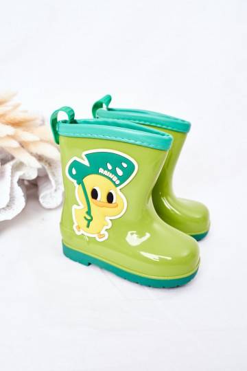 Sapatos infantis de borracha na cor verde 2