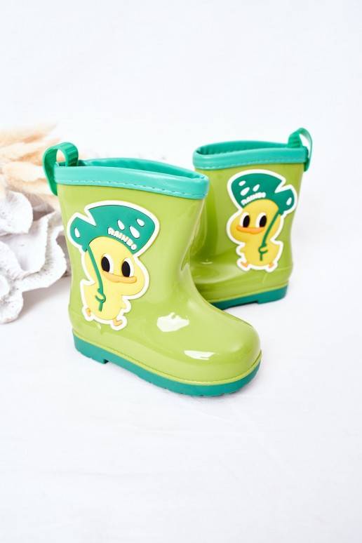 Sapatos infantis de borracha na cor verde