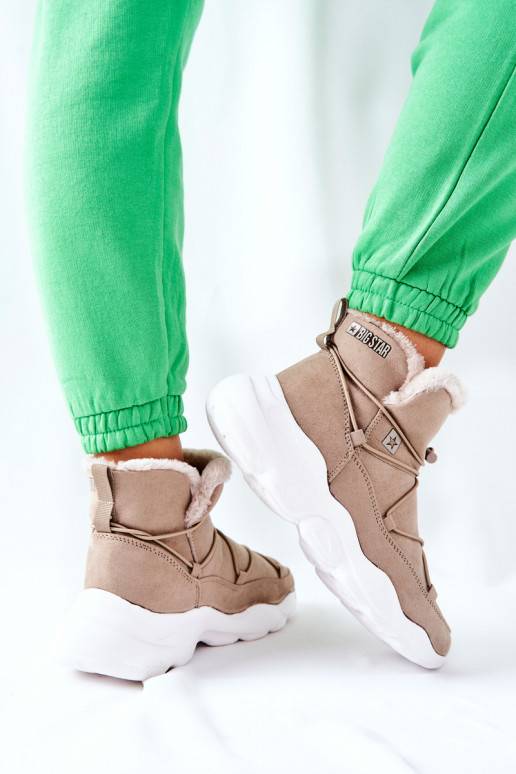 Botas de neve aquecidas na cor bege