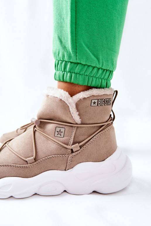 Botas de neve aquecidas na cor bege