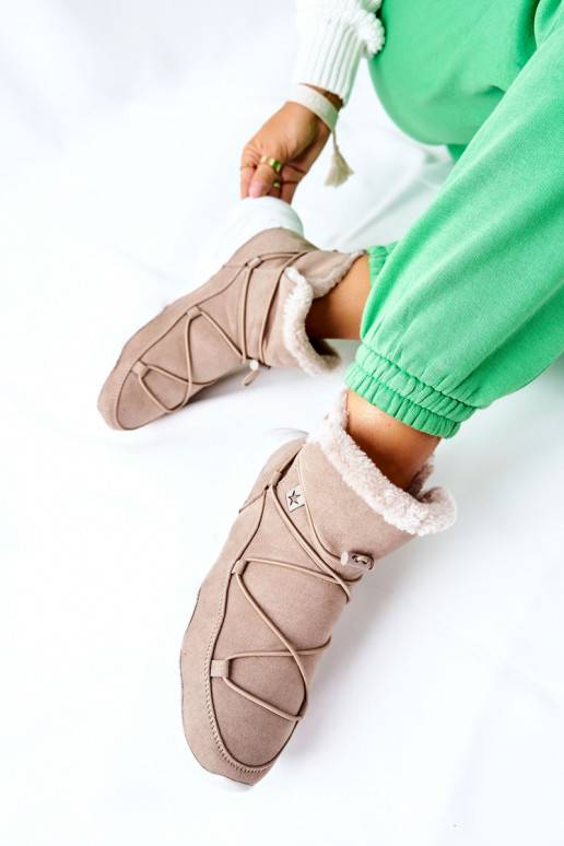 Botas de neve aquecidas na cor bege