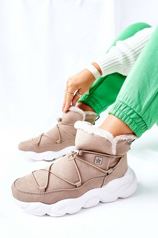 Botas de neve aquecidas na cor bege Botas de neve aquecidas na cor bege