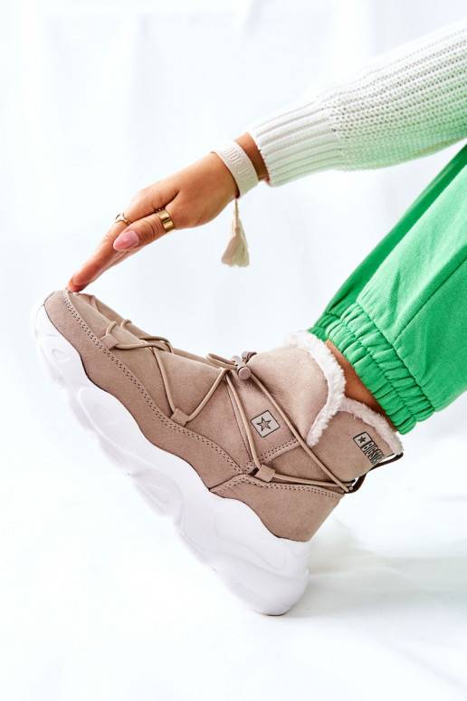 Botas de neve aquecidas na cor bege