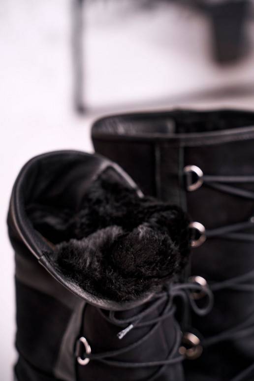 botas de neve feitas de camurça com pele Laura Messi cor preta 2054