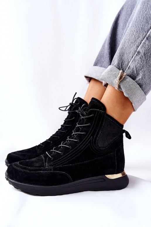 Tênis estilo esportivo modelo sapato na cor preta Chocci
