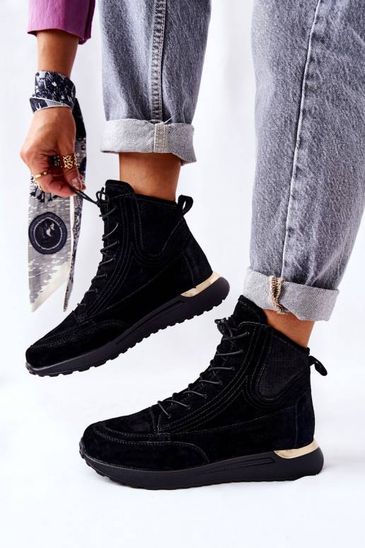 Tênis estilo esportivo modelo sapato na cor preta Chocci