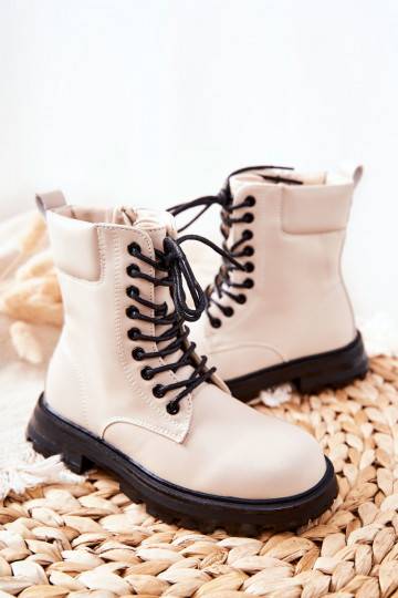 Modelo clássico de botas infantis com zíper bege Clarika
