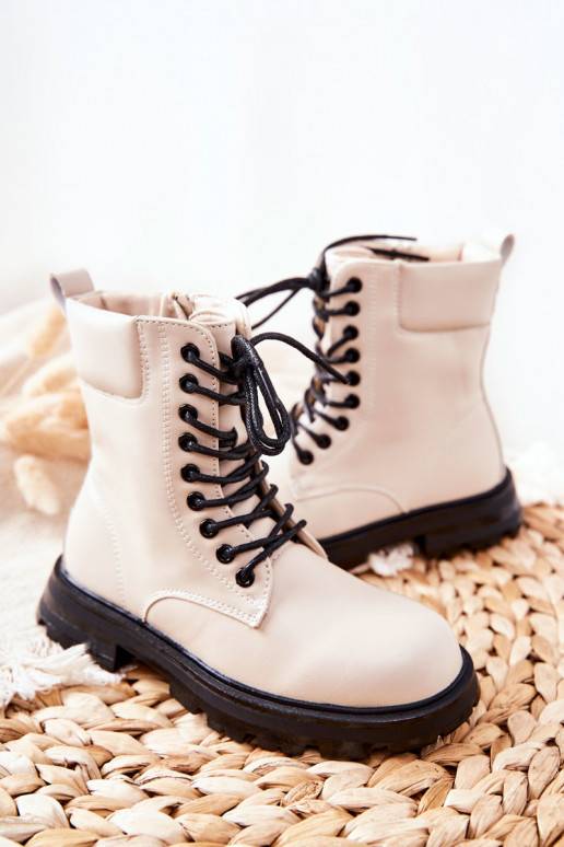 Modelo clássico de botas infantis com zíper bege Clarika
