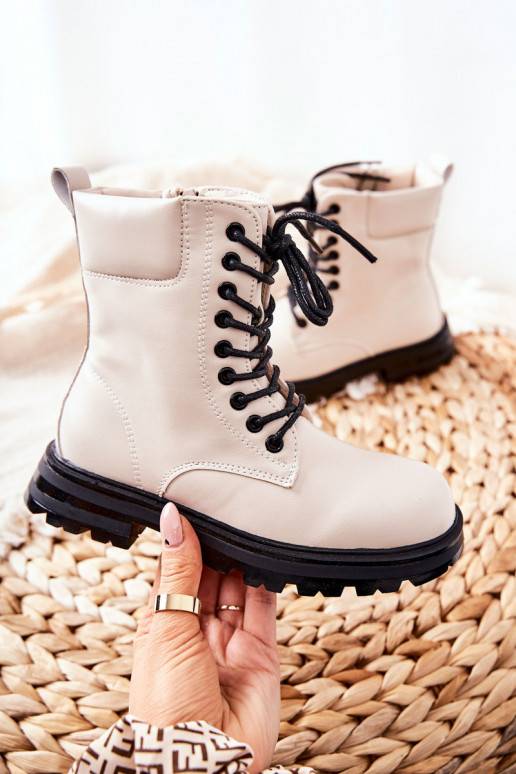 Modelo clássico de botas infantis com zíper bege Clarika