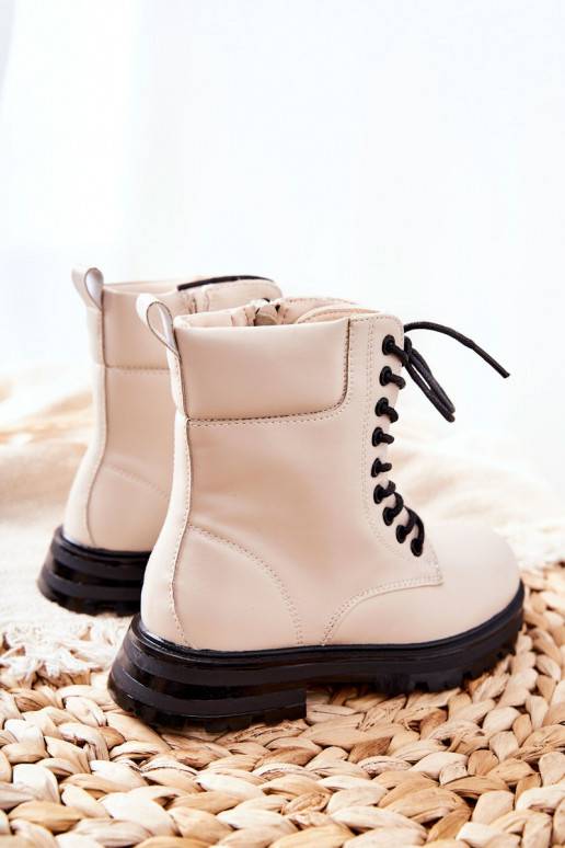Modelo clássico de botas infantis com zíper bege Clarika