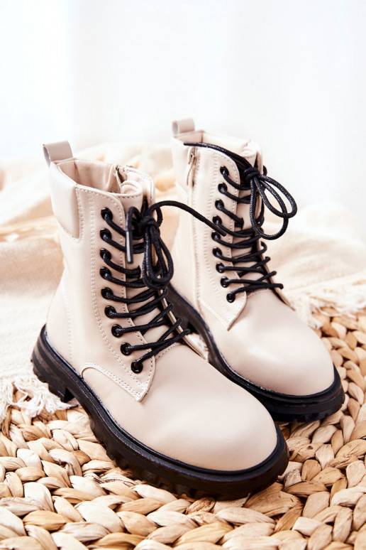Modelo clássico de botas infantis com zíper bege Clarika