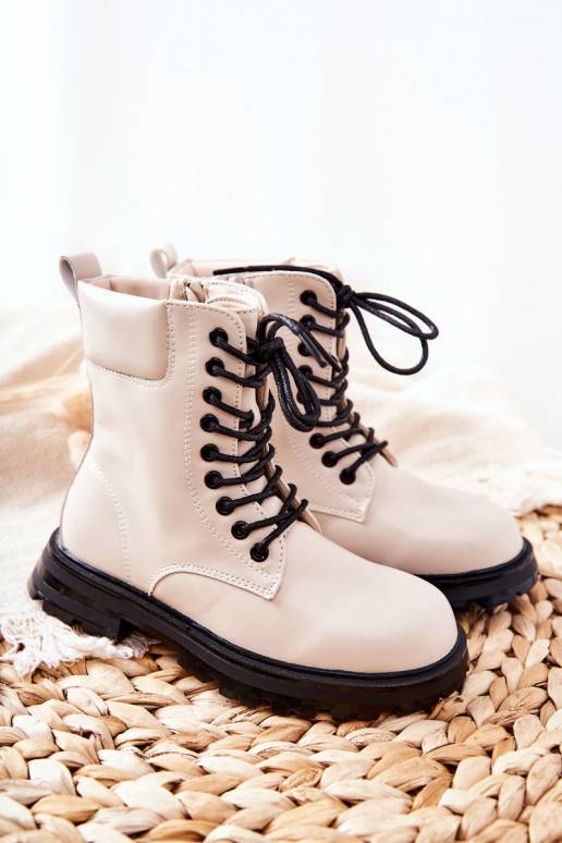 Modelo clássico de botas infantis com zíper bege Clarika
