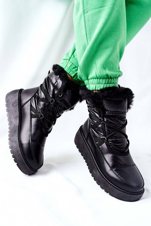 Botas de neve quentes em Gordian preto Botas de neve quentes em Gordian preto