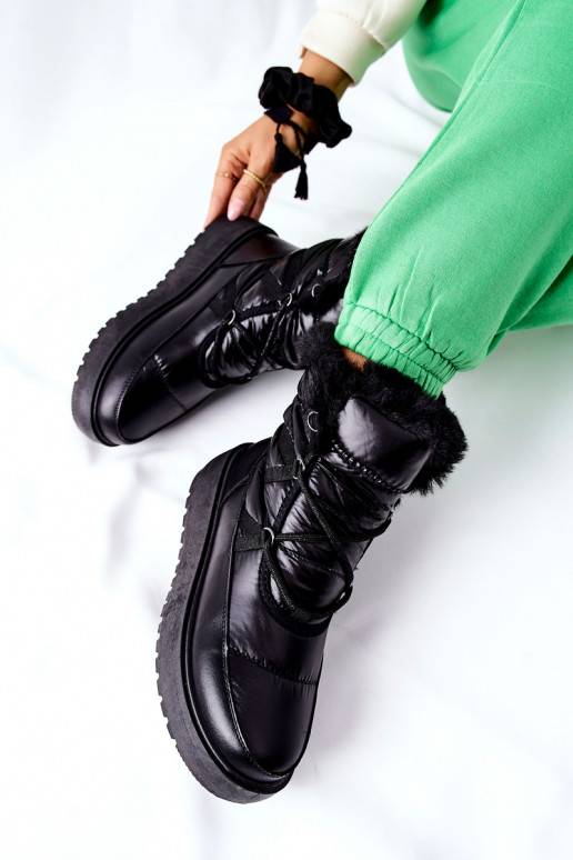 Botas de neve quentes em Gordian preto Botas de neve quentes em Gordian preto