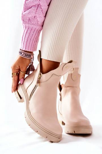 Botas aquecidas Cut Out bege Crolisia