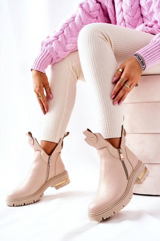 Botas aquecidas Cut Out bege Crolisia