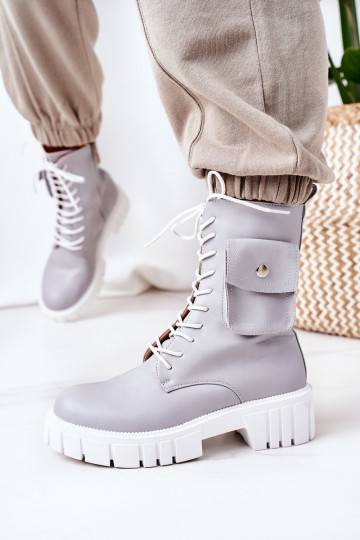 Botas aquecidas com bolso na cor cinza Incrível