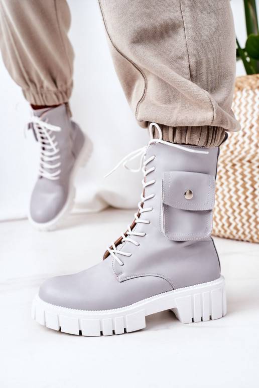 Botas aquecidas com bolso na cor cinza Incrível