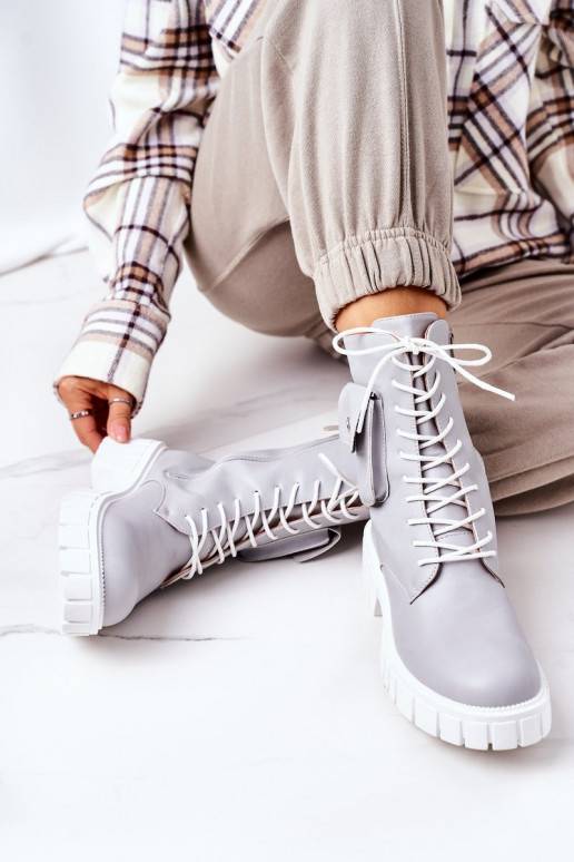 Botas aquecidas com bolso na cor cinza Incrível