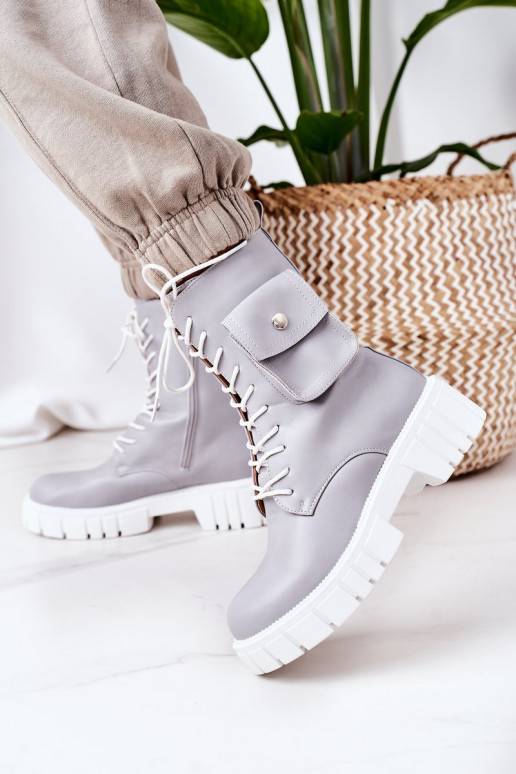 Botas aquecidas com bolso na cor cinza Incrível