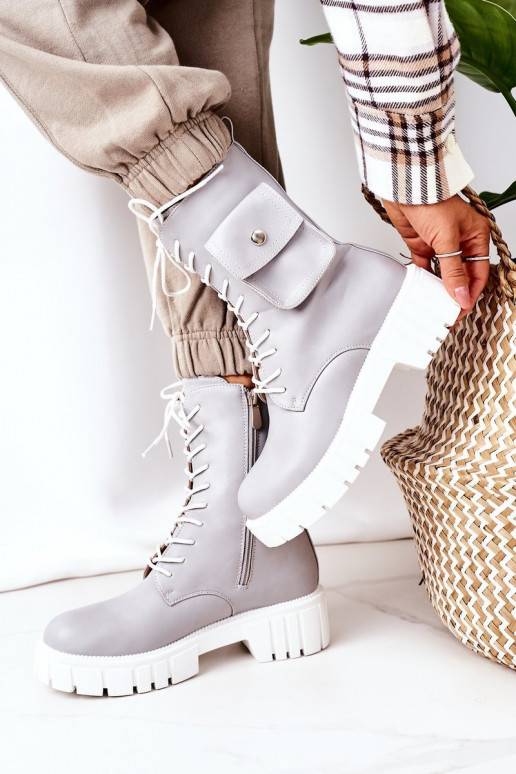 Botas aquecidas com bolso na cor cinza Incrível