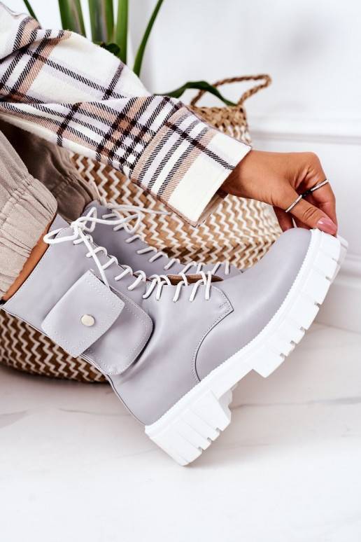 Botas aquecidas com bolso na cor cinza Incrível