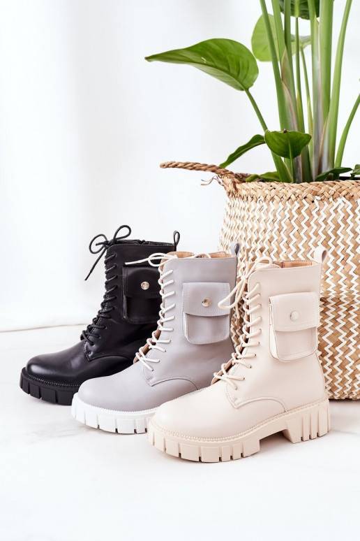 Botas aquecidas com bolso na cor cinza Incrível