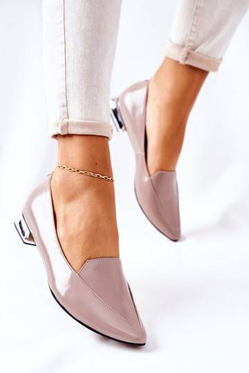 Mocassins com salto prateado Laura Messi Cappuccino