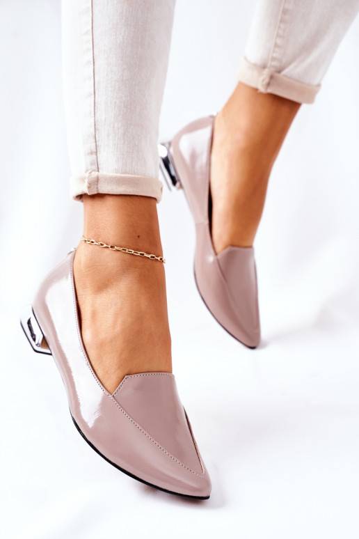 Mocassins com salto prateado Laura Messi Cappuccino