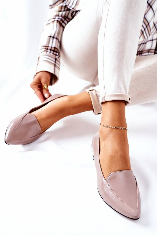 Mocassins com salto prateado Laura Messi Cappuccino