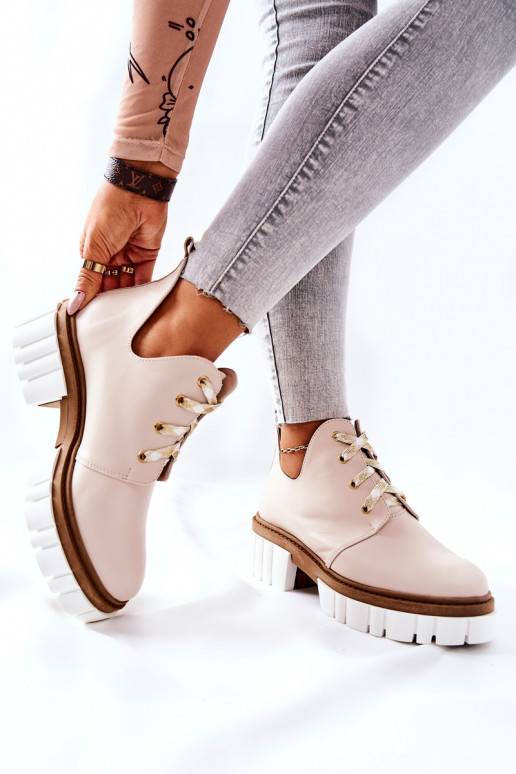 Botas recortadas com tiras bege Kaxo