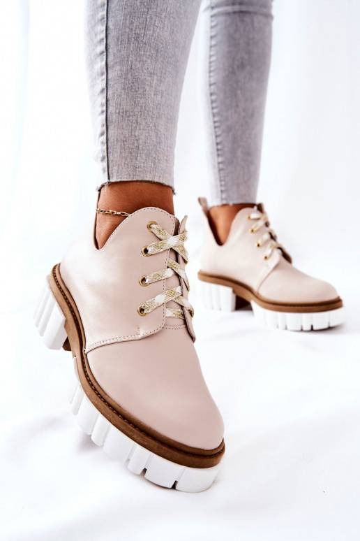 Botas recortadas com tiras bege Kaxo