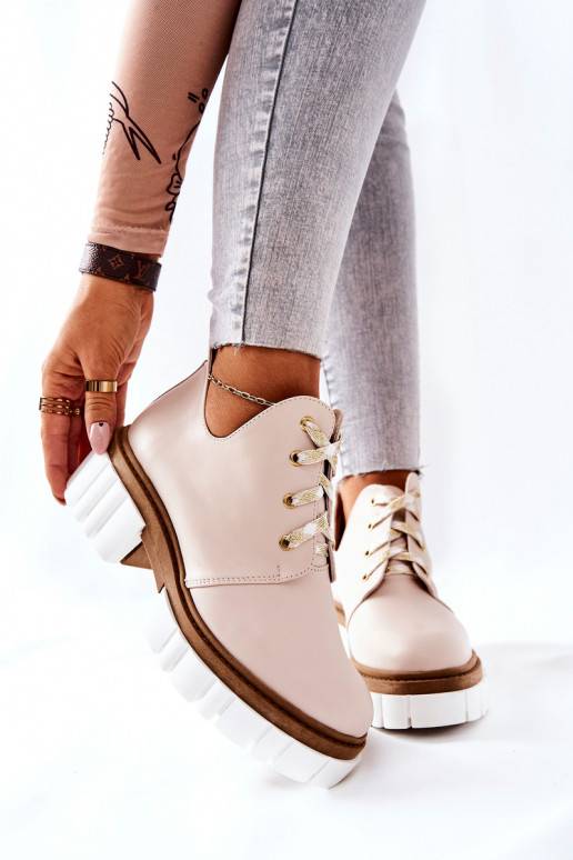 Botas recortadas com tiras bege Kaxo