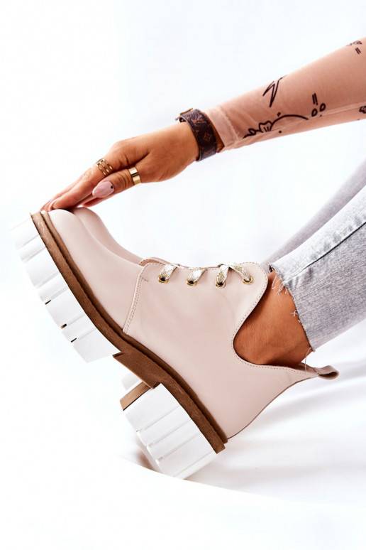 Botas recortadas com tiras bege Kaxo