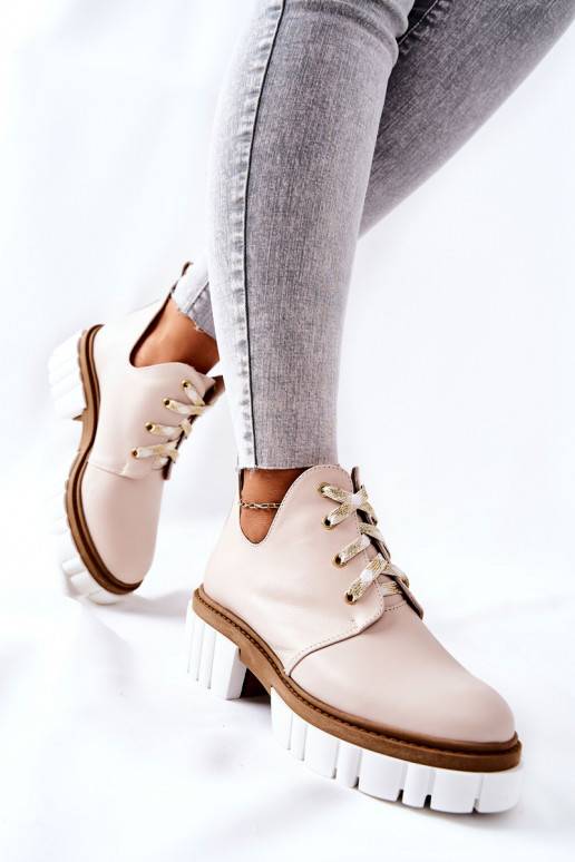 Botas recortadas com tiras bege Kaxo