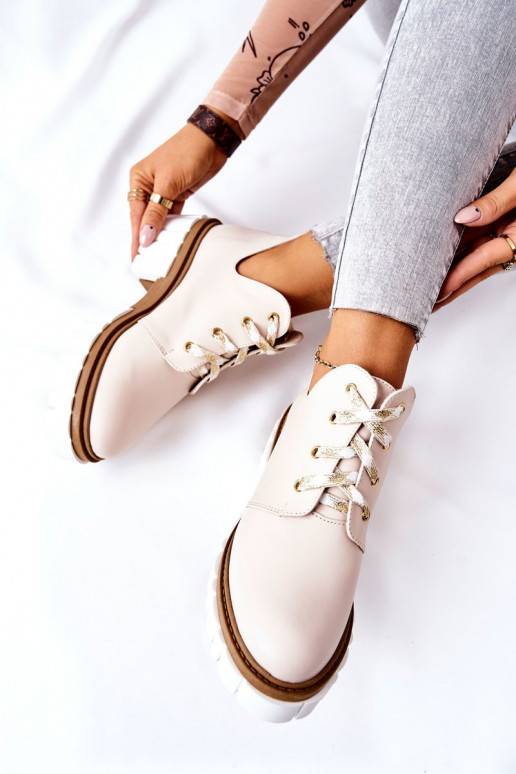 Botas recortadas com tiras bege Kaxo