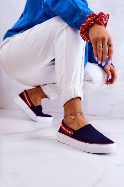 Tênis Slip On Big Star JJ276009 azul-vermelho