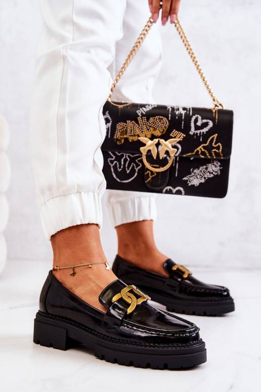 Sapatos com efeito couro envernizado e enfeites La.Fi preto Laurene