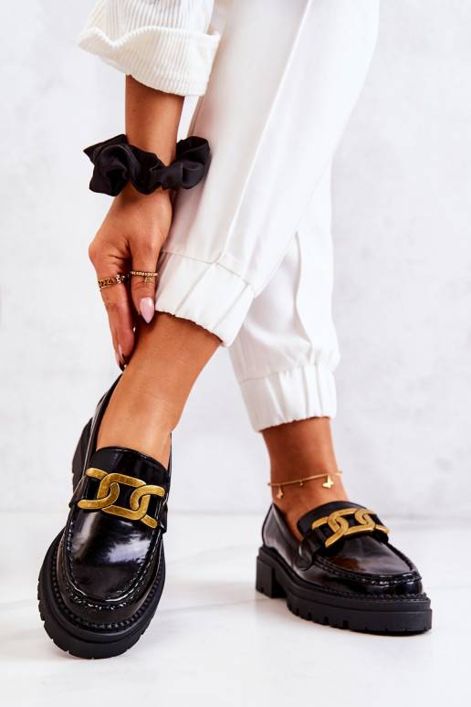 Sapatos com efeito couro envernizado e enfeites La.Fi preto Laurene