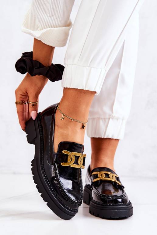 Sapatos com efeito couro envernizado e enfeites La.Fi preto Laurene
