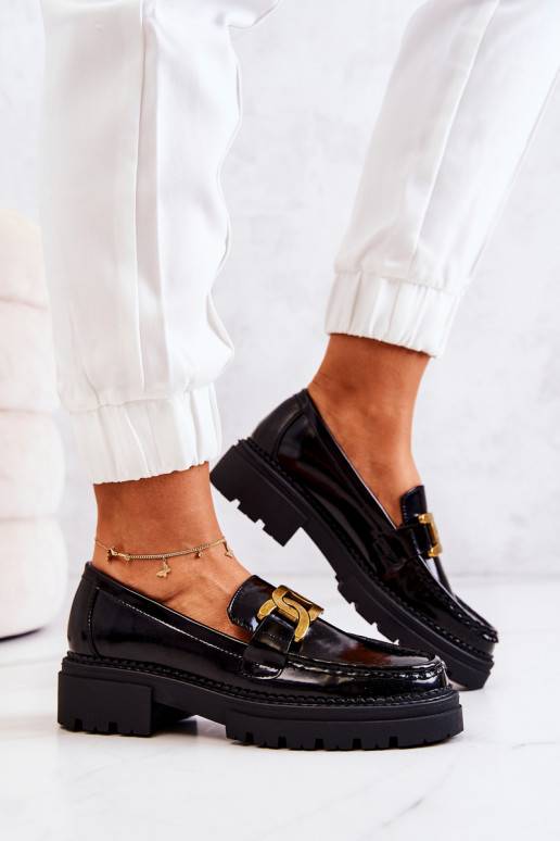 Sapatos com efeito couro envernizado e enfeites La.Fi preto Laurene