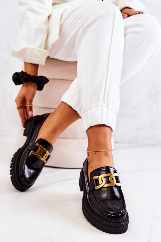 Sapatos com efeito couro envernizado e enfeites La.Fi preto Laurene