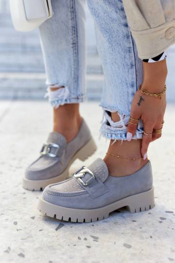 Sapatos da moda feitos de camurça cinza Rayhan