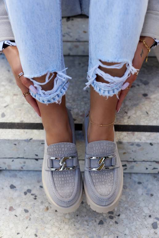 Sapatos da moda feitos de camurça cinza Rayhan
