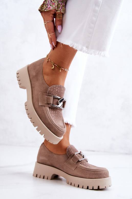 Sapatos de camurça da moda bege Rayhan